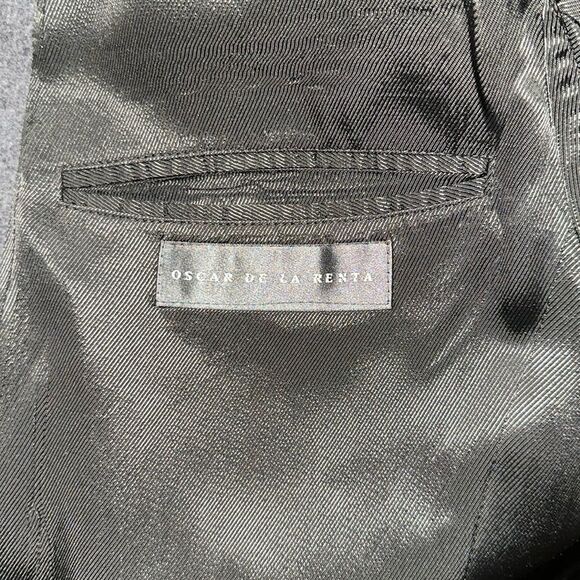 OSCAR DE LA RENTA 44L Gray Pure Wool Cashmere Blend Blazer Jacket Sport Coat - Picture 12 of 16